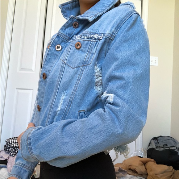Crop Jean Jacket Handmade - Picture 4 of 7